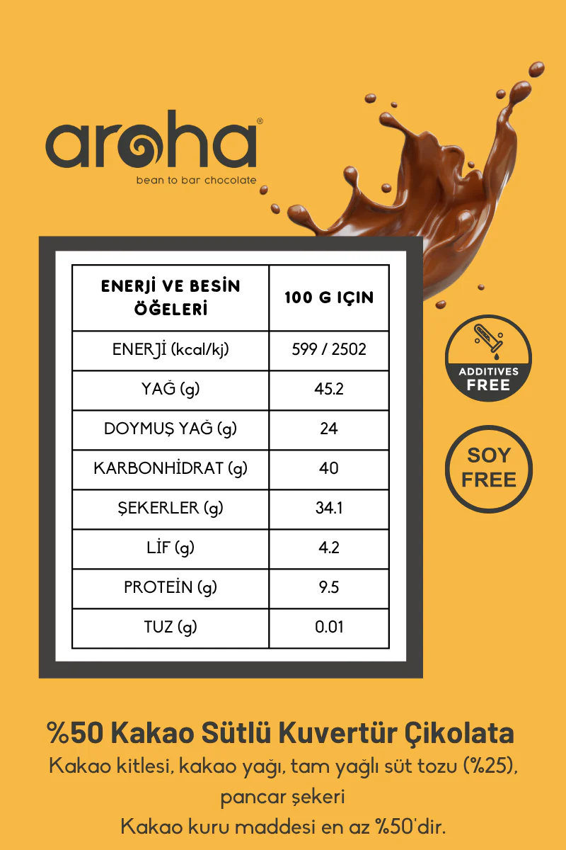 %50 Kakao Sütlü Kuvertür Çikolata 500 g - Image 3
