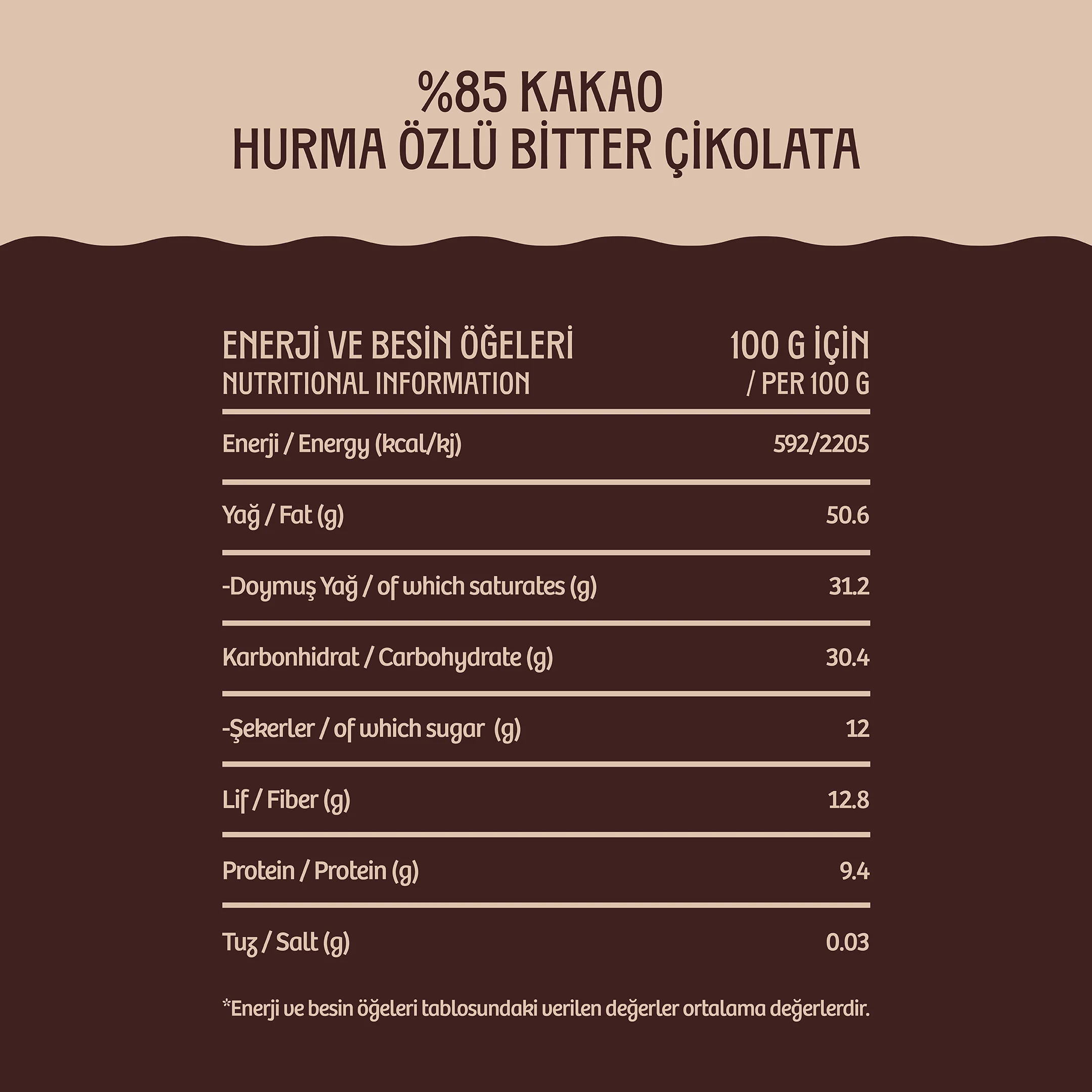 %85 Kakao Hurma Özlü Bitter Çikolata 80 g - Image 3