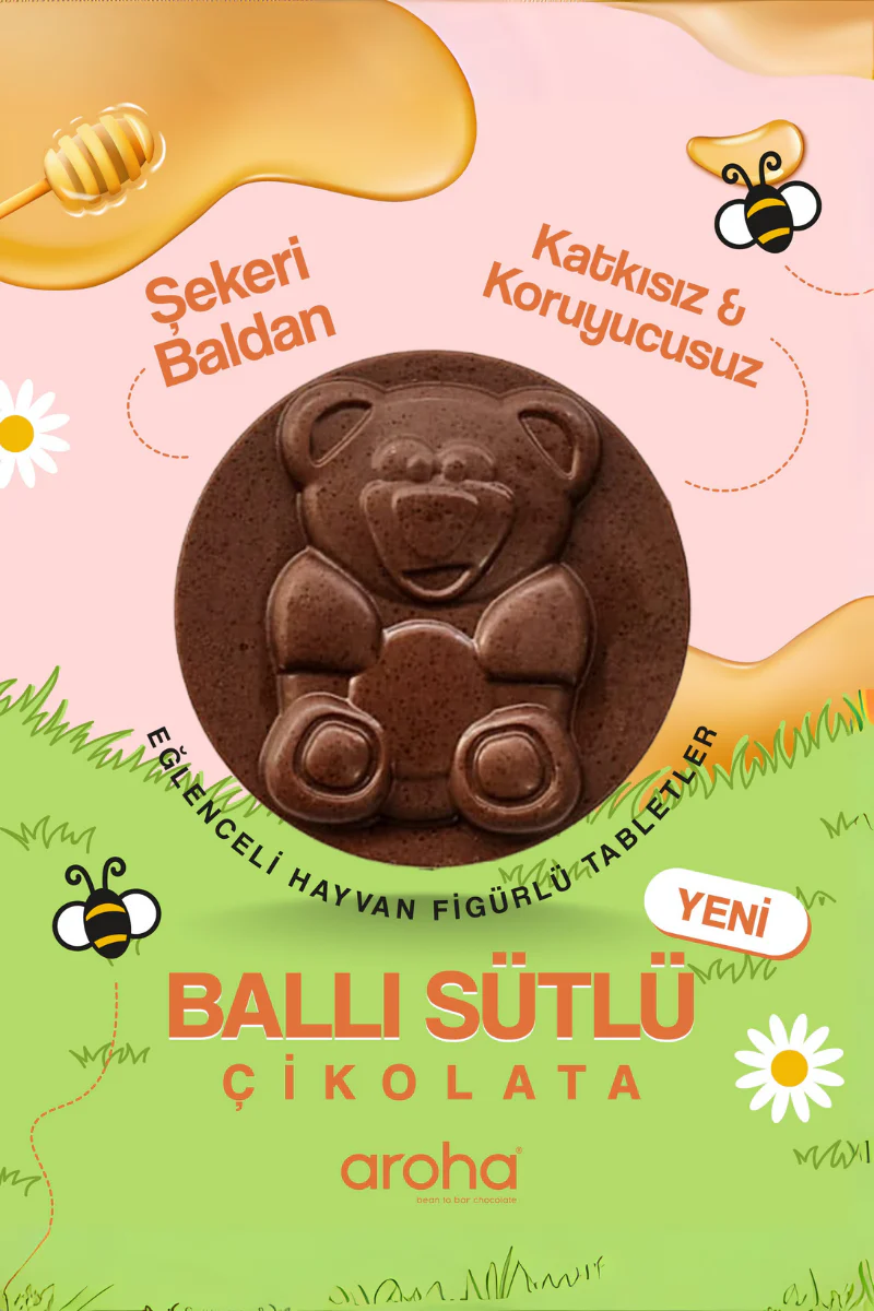 Ballı Sütlü Çikolata 28 gr | Şekeri Baldan | Aroha Kids - Image 3