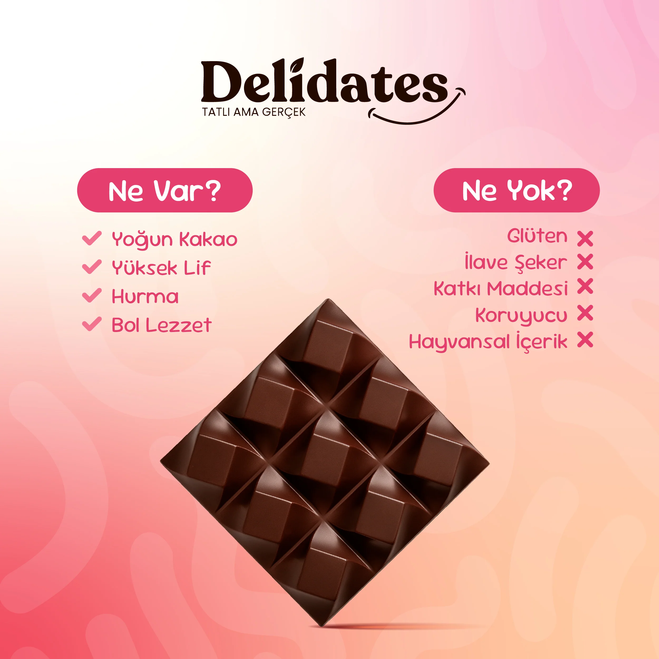 Delidates Fındıklı Hurmalı Bitter Çikolata - Image 4