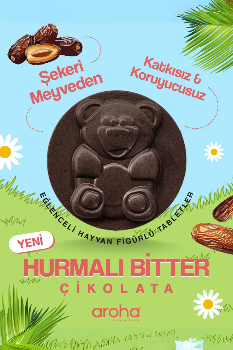 Hurmalı Bitter Çikolata 28 gr | Şekeri Meyveden | Aroha Kids - Image 3